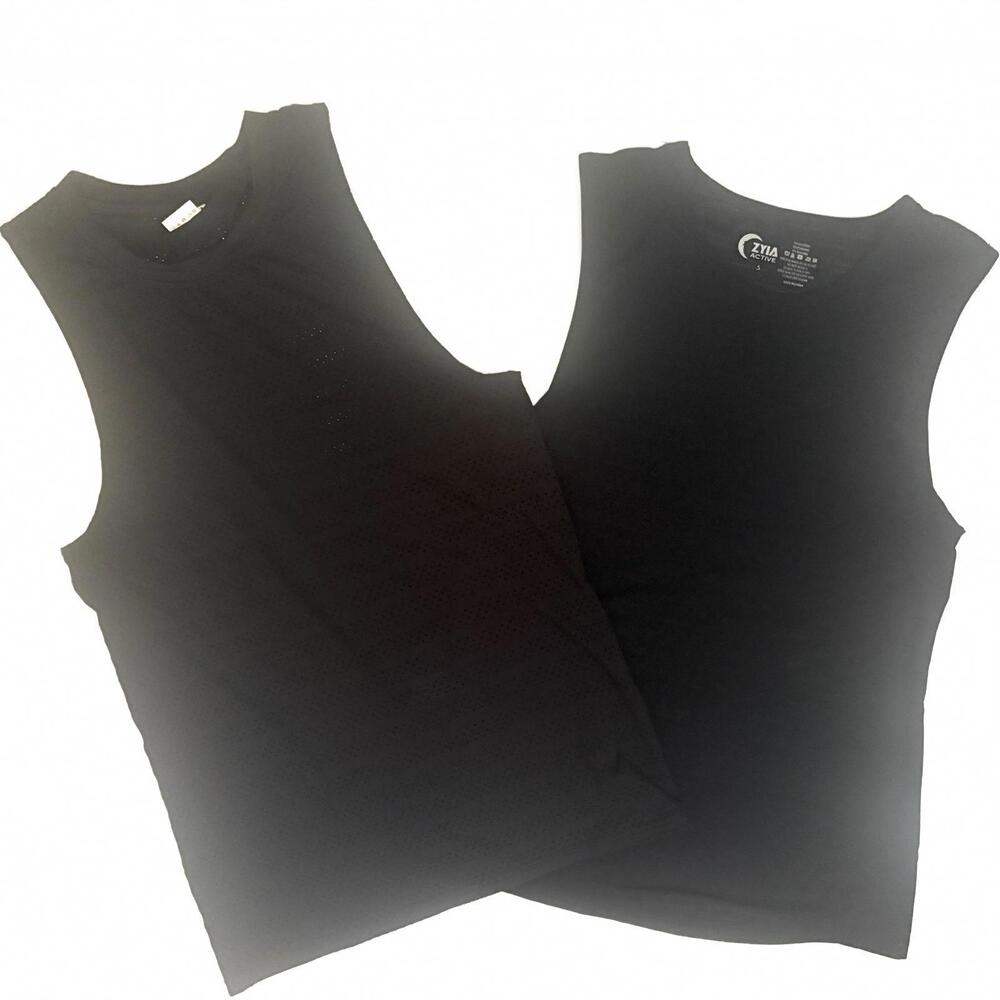 Zyia |‎ 2 Black Perforated Mesh Active Wear Tank Tops Size S